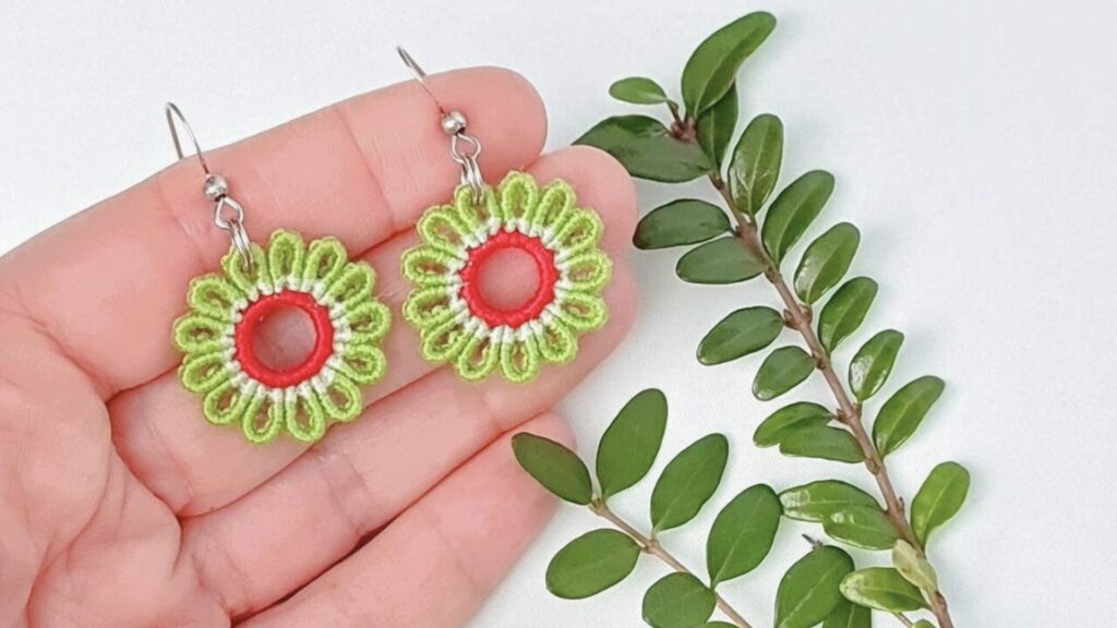 Makramé náušnice Kvety slnka 